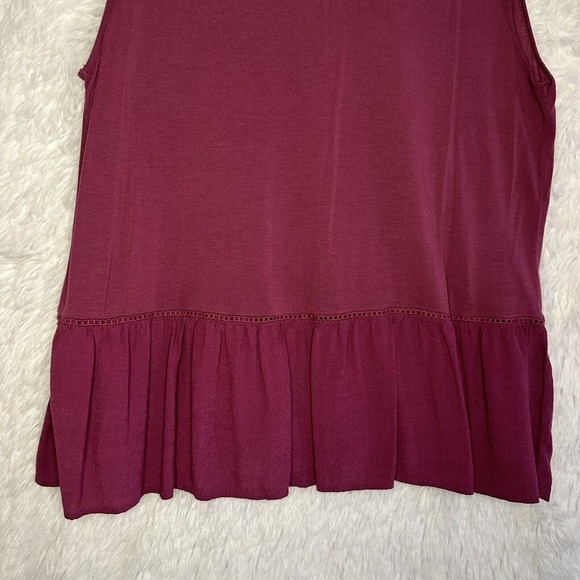 LOFT Top Women Large Crochet Accents V-Neck Peplum Relaxed Casual Boho - Picture 7 of 11